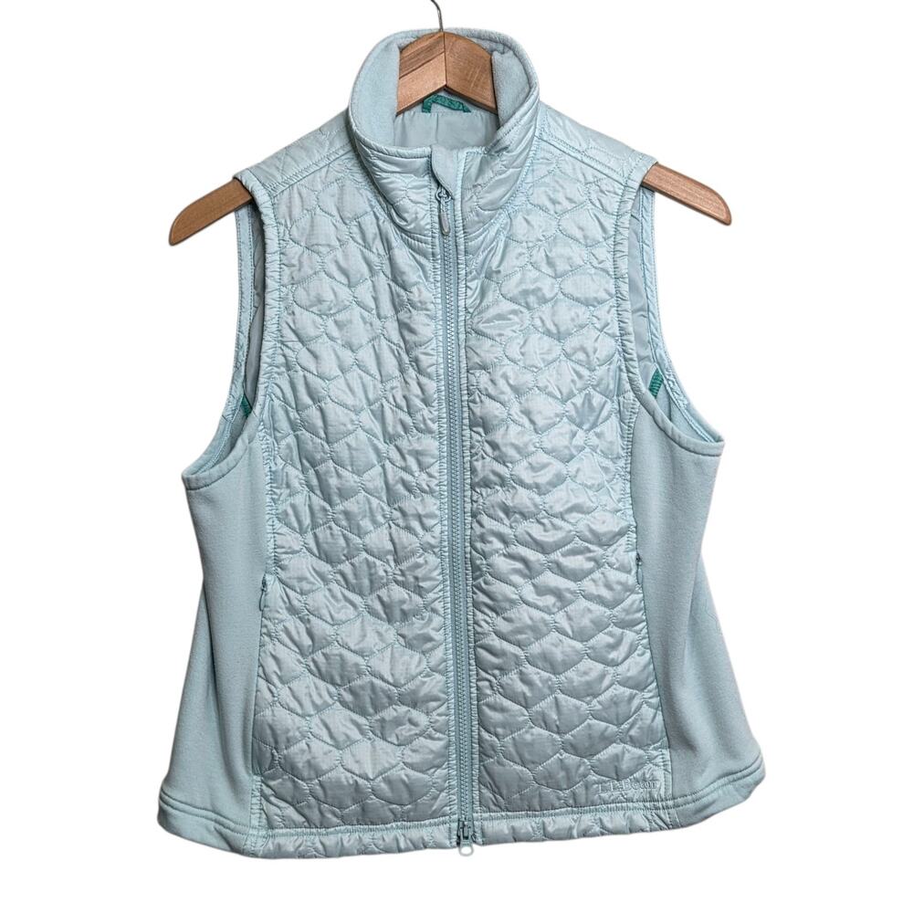 L.L. Bean Women's M Blue Thinsulate Vest Quilted Puffer Full Zip Pockets Outdoor